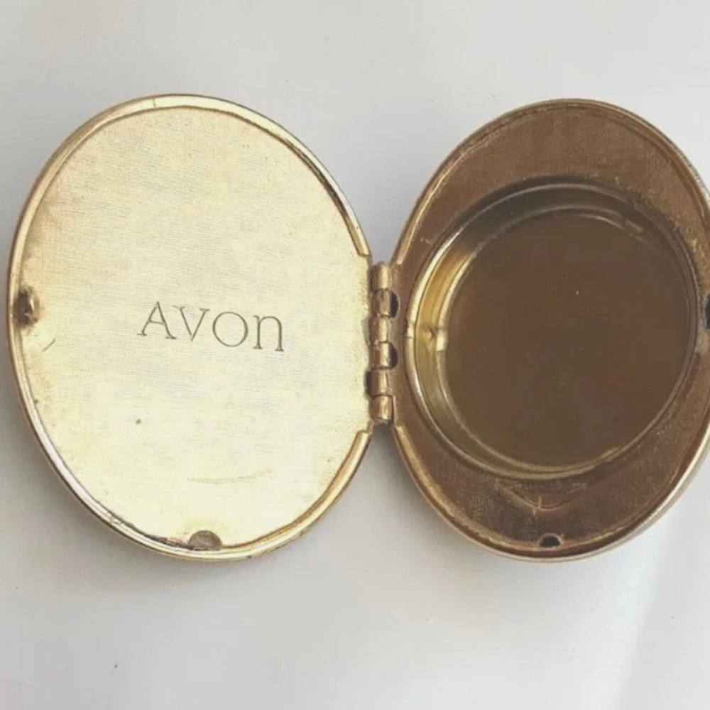 Vintage Avon Perfume Locket Necklace/Brooch W/Amber - Picture 2 of 3